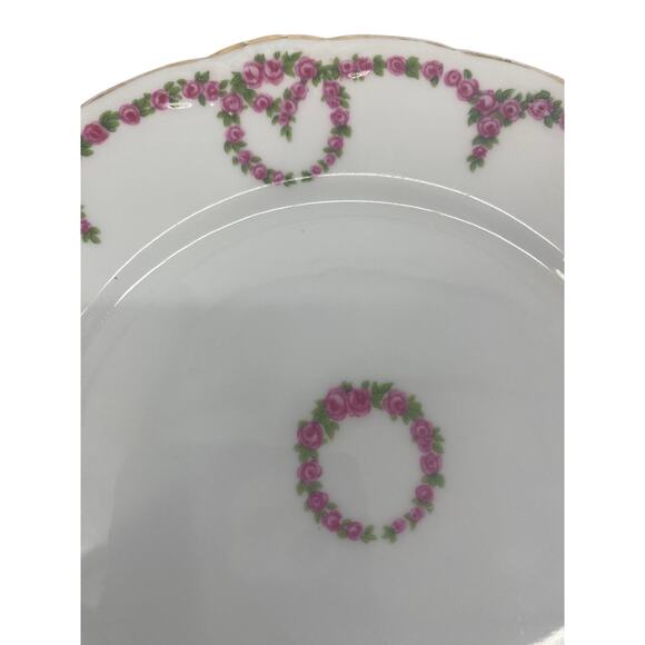 Vtg Thu E MR "Louvre" Bavaria Pink Rose WREATH & GARLAND 8 1/4" Salad Plate - Picture 2 of 4
